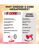 5 Core Megaphone Bullhorn Speaker 30W Mini Bull Horn Battery Power Cheer Megafono 800 Feet Range Loudspeaker 6R