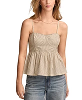 Lucky Brand Women's Ruched Corset Babydoll Cotton Cami Top