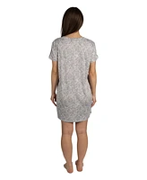 Tahari Women's Short Sleeve V-Neck Ribbed Nightshirt with Lace