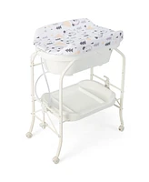 Folding Baby Changing Table with Bathtub and 4 Universal Wheels