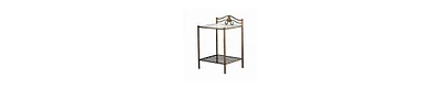 Modern Nightstand with Tempered Glass Top and Dual Storage Shelves