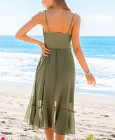 Cupshe Women's Fluttering Ruffle Green Midi Beach Dress