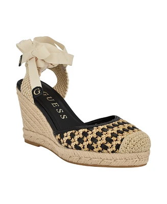 Guess Women's Cylenam Ankle Wrap Espadrille Wedge Sandals