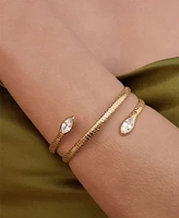 Ettika Marquise Cubic Zirconia Coiled Bangle Bracelet