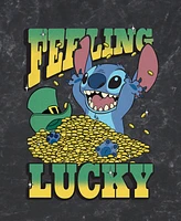 Lilo Stitch Men's Luck Short Sleeve Mineral Wash T-Shirt