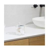 Clear Cotton Ball and Swab Organizer with Lid- Acrylic Compact Jar Makeup Cotton Organizer, Durable Vanity Storage Organizer