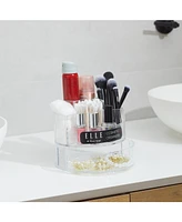 Acrylic Cosmetic Organizer-Round Makeup Brush Holder, Clear Storage Cup Containers with 6 Compartments, Compact, Space-Saving Beauty Organizer