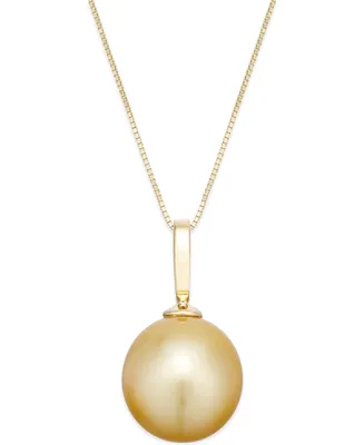 Cultured Golden South Sea Pearl Pendant Necklace (12mm) in 14k Gold