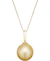 Cultured Golden South Sea Pearl Pendant Necklace (12mm) in 14k Gold