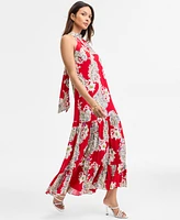 Msk Women's Paisley Floral-Print Tiered Maxi Dress