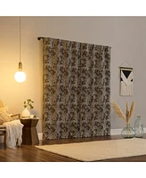 Pedra Paisley Embroidery 100% Blackout Back Tab Curtain Panel