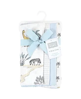 Hudson Baby Boys Cotton Poly Flannel Burp Cloths 8-Pack, Boy Safari World, One Size