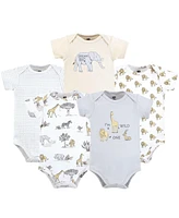 Hudson Baby Boys Cotton Bodysuits, Neutral Safari World, 9-12 Months