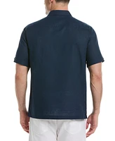 Cubavera Men's Classic-Fit L-Shape Embroidered Linen Blend Button-Down Shirt
