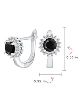 Bling Jewelry Classic Small Cz Cubic Zirconia Circle Halo Round Solitaire Stud Huggie Earrings For Women .925 Sterling Silver