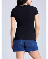 Motherhood Maternity Square Neck Rib Knit Short Sleeve Top