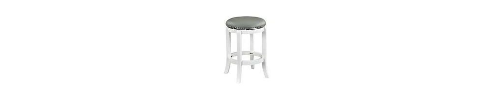 Backless Swivel Counter Stool with Faux Leather and Nailhead Trim