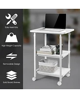 3-tier Adjustable Printer Stand with 360° Swivel Casters
