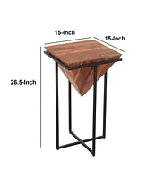 Pyramid-Shaped Side Table with Cross Base for Modern and Unique Home Decor
