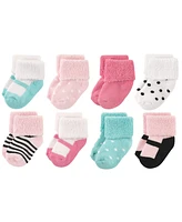 Luvable Friends Baby Boys Cotton Rich Terry Socks 16-Pack, Mint Pink Mary Janes