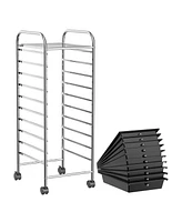 10 Drawer Rolling Storage Cart Organizer with 4 Universal Casters