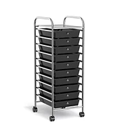 10 Drawer Rolling Storage Cart Organizer with 4 Universal Casters