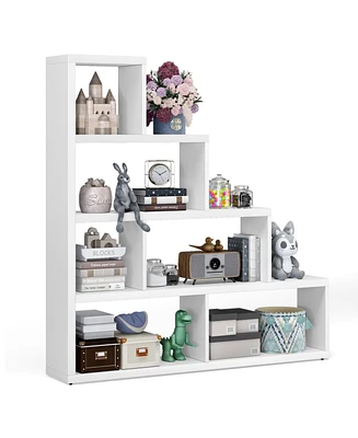 6 Cubes Ladder Shelf Corner Bookshelf Storage Bookcase