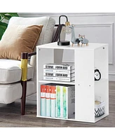 2-Tier Side End Table with Storage Shelves