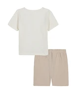 Calvin Klein Baby Boys 2-Piece Slub Jersey Henley T-Shirt and Tonal Plaid Shorts Set