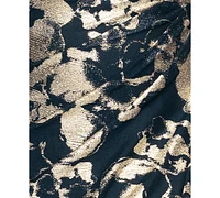 Betsy & Adam Plus Metallic Print Cowlneck Gown