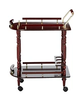 Wooden and Metal 2-Tier Rolling Serving Cart for Home Entertaining