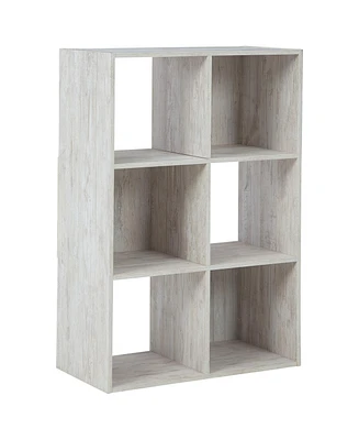 Rustic Wooden 6-Cube Organizer with Open Storage Compartments