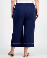Jm Collection Plus Ladder-Trim Pull-On Capri Pants, Exclusively at Macy's