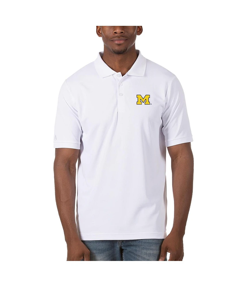 Antigua Men's White Michigan Wolverines Legacy Pique Polo Shirt