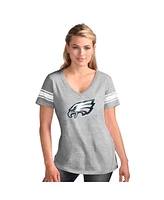 G-iii 4Her by Carl Banks Women's Heather Gray Philadelphia Eagles First Pick Distressed V-neck T-Shirt
