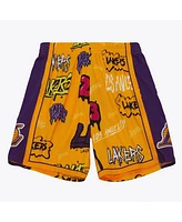 Mitchell & Ness Men's Yellow Los Angeles Lakers 1998/99 Hardwood Classics Slap Sticker Swingman Shorts