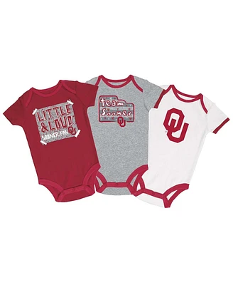 Champion Baby Boys and Girls Crimson/Gray/White Oklahoma Sooners Bodysuit, Set of 3
