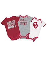 Champion Baby Boys and Girls Crimson/Gray/White Oklahoma Sooners Bodysuit, Set of 3