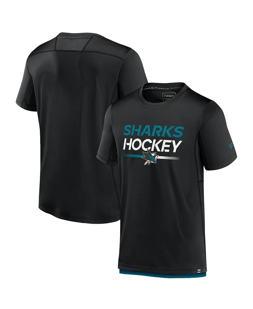 Fanatics Men's Black San Jose Sharks Authentic Pro Tech T-Shirt