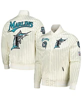 Pro Standard Men's Cream Florida Marlins Cooperstown Collection Pinstripe Retro Classic Satin Full-Snap Jacket