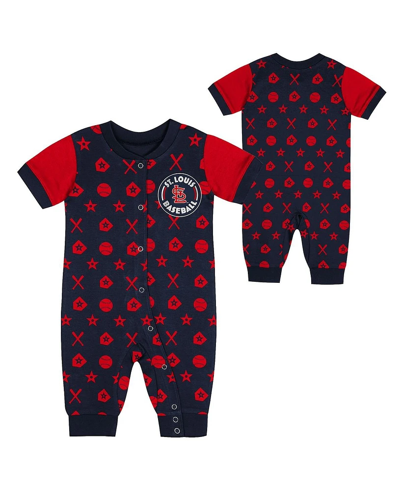 Outerstuff Baby Boys and Girls Navy St. Louis Cardinals Full-Snap Coverall Bodysuit