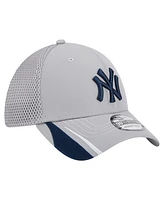New Era Men's Gray York Yankees Linear 39Thirty Flex-Fit Hat