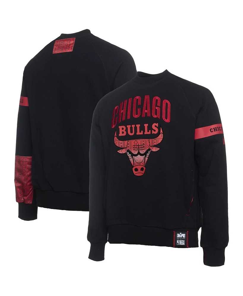 Two Hype X Nba Men's Black Chicago Bulls Culture Hoops Collection Premium Pullover Sweatshirt