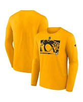 Fanatics Men's Gold Pittsburgh Penguins Authentic Pro Core Collection Secondary Long Sleeve T-Shirt