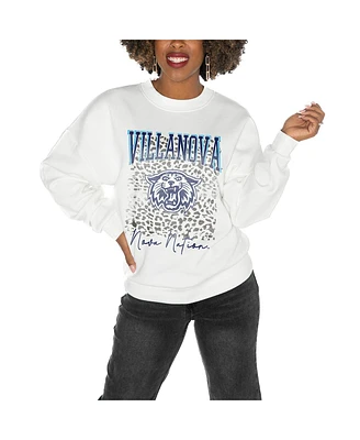 Gameday Couture Women's White Villanova Wildcats Drop Shoulder Fleece Pullover Sweatshirt