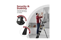 4-Stept Foldable Step Ladder with Tool Tray and Wide Non Slip Pedals, Convenient Handrails