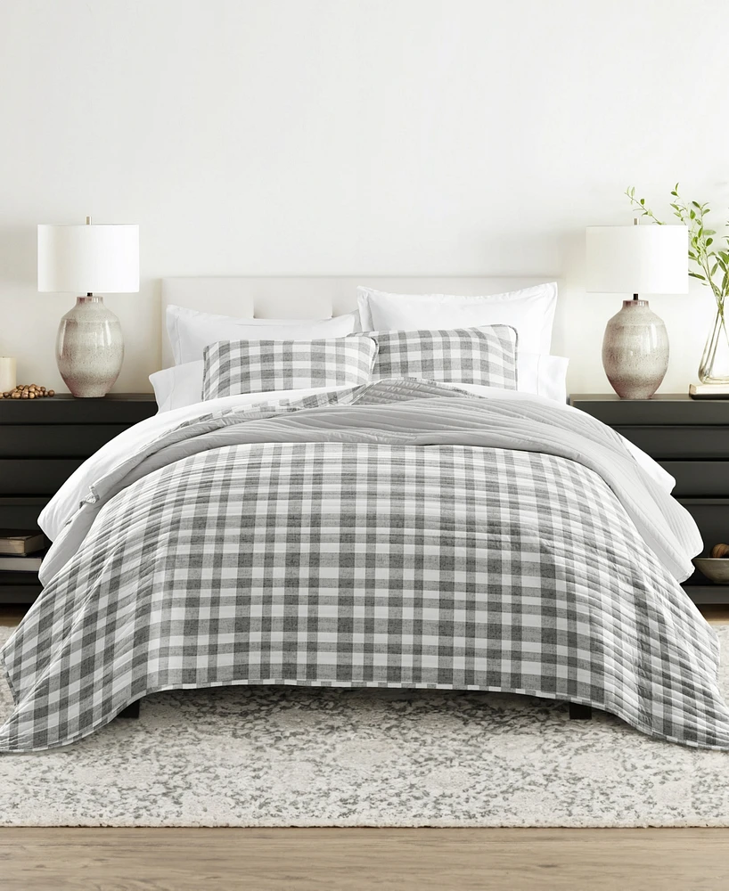 ienjoy Home Watercolor Plaid Reversible -Pc. Quilt Set