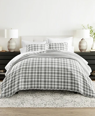 ienjoy Home Watercolor Plaid Reversible -Pc. Quilt Set