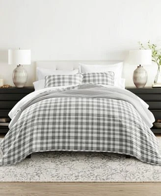 Ienjoy Home Watercolor Plaid Reversible Quilt Sets