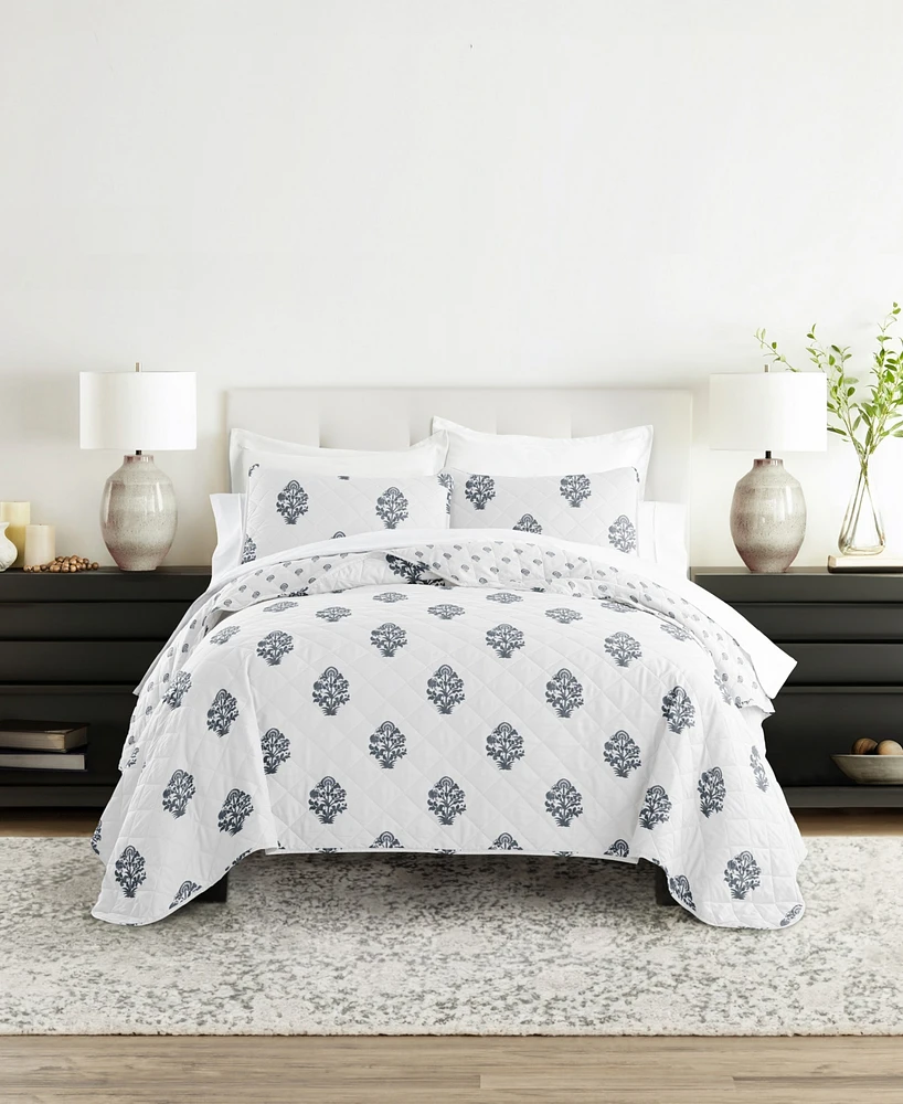ienjoy Home Stamped Bloom Reversible 3-Pc. Quilt Set